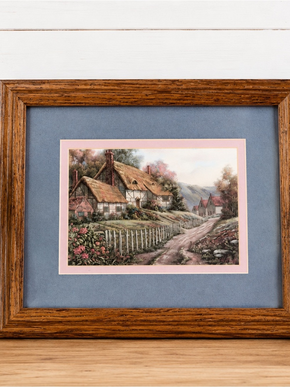 Vintage Cottagecore landscape print franed 8x10 French country